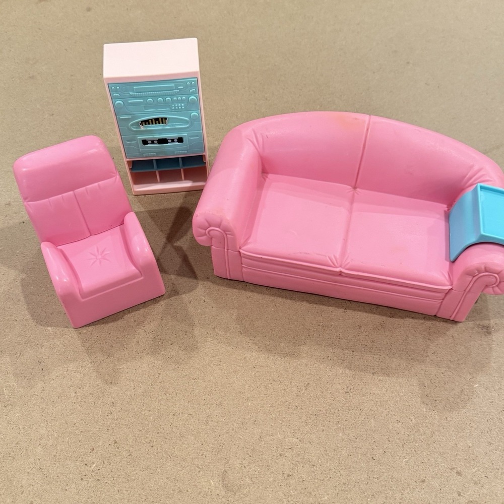 Barbie So Much To Do Living Room Replacement Pink Couch, Couch‎ Caddy, Chair
